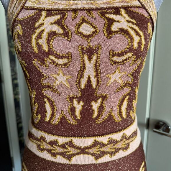 Missoni Metallic Knit Fit Flare Dress with Strappy Back Size IT 42 US S - Picture 2 of 7